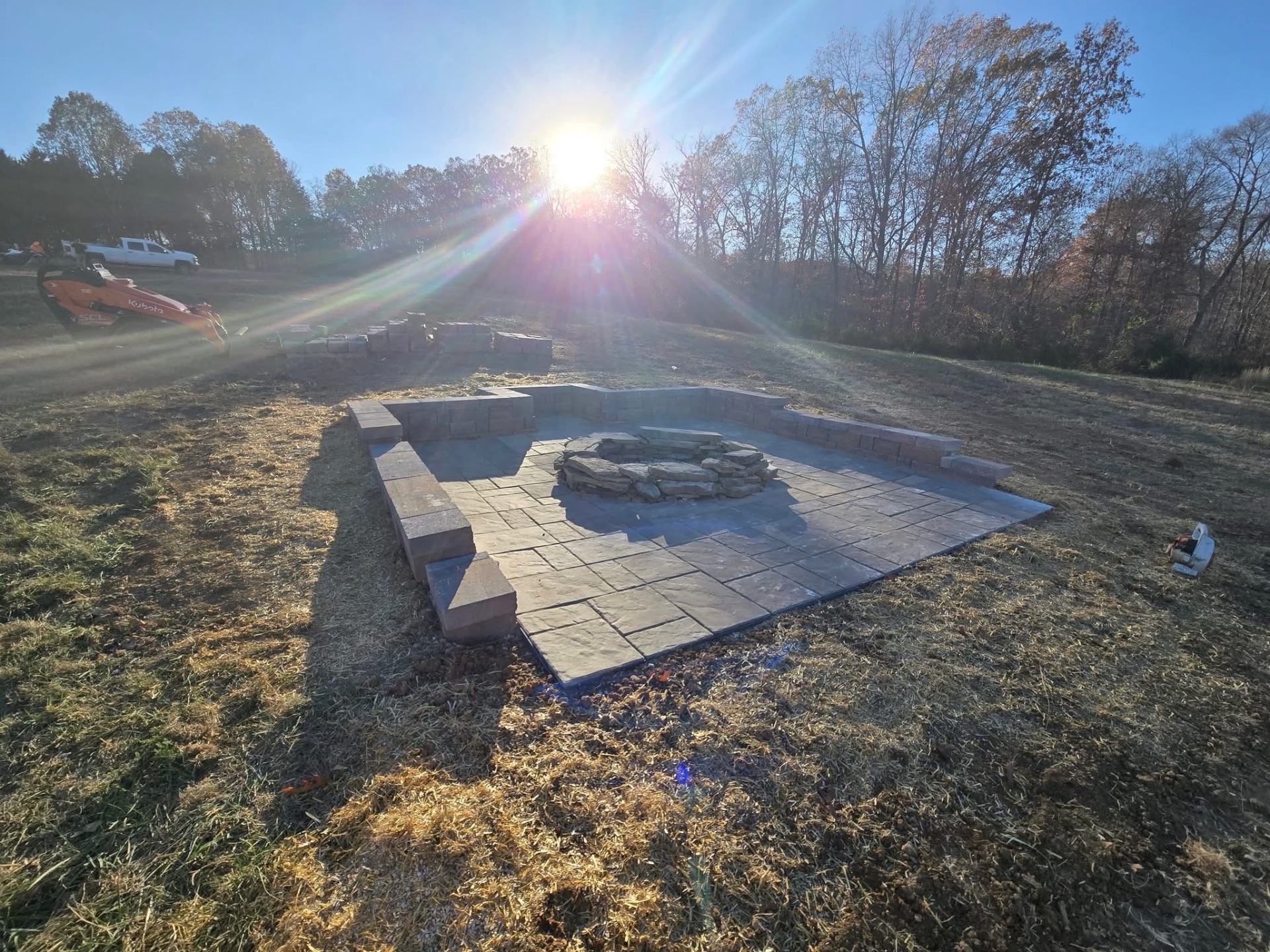 Stamped Patio + Fire Pit